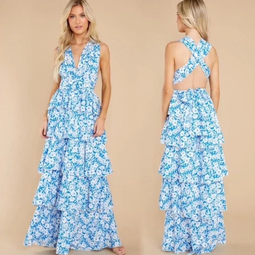 Floral Blue Maxi Dress